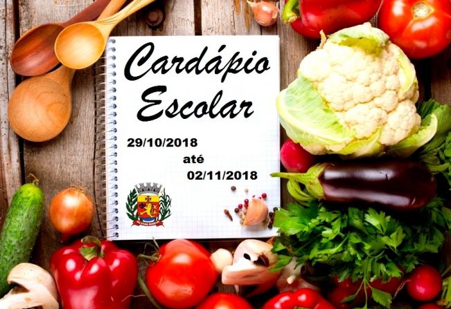 Cardápio Escolar - de 29/10/2018 à 02/11/2018